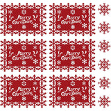 Set 12 Servete pentru Masa si Suporturi de Pahare/Tacamuri, Vivimall, Scris Merry Christmas, 6 Servete 25x35 cm, 6 Suporturi de 10x10 cm, Rosu - vivimall.ro
