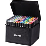 Set 120 Markere Duble, Vivimall, pe Baza de Alcool, Geanta Impermeabila Inclusa, Culori Numerotate, 20.3 x 17.5 x 17 cm, Multicolor - vivimall.ro