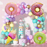 Set 124 Baloane, Vivimall, din Latex si Folie de Aluminiu, Model Candy, Diferite Marimi, Multicolor - vivimall.ro