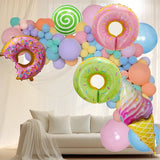 Set 124 Baloane, Vivimall, din Latex si Folie de Aluminiu, Model Candy, Diferite Marimi, Multicolor - vivimall.ro