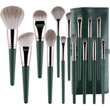 Set 14 Pensule de Machiaj cu Peri Moi, Vivimall, cu Suport pentru Depozitare, Verzi - vivimall.ro