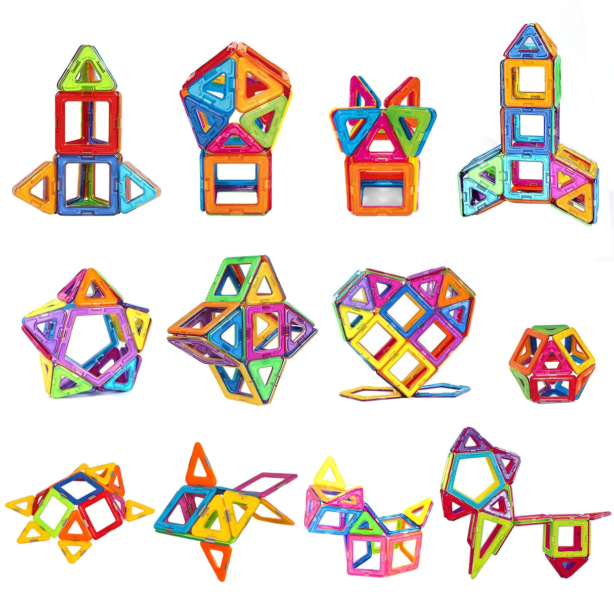 Set 148 Piese Magnetice de Constructie, Vivimall, Piese Medii, Magnetic Blocks, Forme Geometrice, 3 Ani, ABS, Magnet, 25 x 17.8 x 10 cm, Multicolor - vivimall.ro