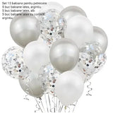 Set 15 baloane pentru petrecere, Flippy, alb/argintiu, 30 cm - vivimall.ro
