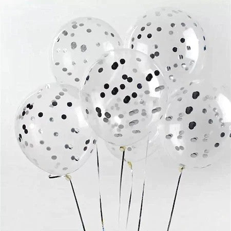 Set 15 baloane pentru petrecere, Flippy, alb/argintiu, 30 cm - vivimall.ro