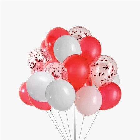 Set 15 baloane pentru petrecere, Vivimall, alb/rosu, 30 cm - vivimall.ro