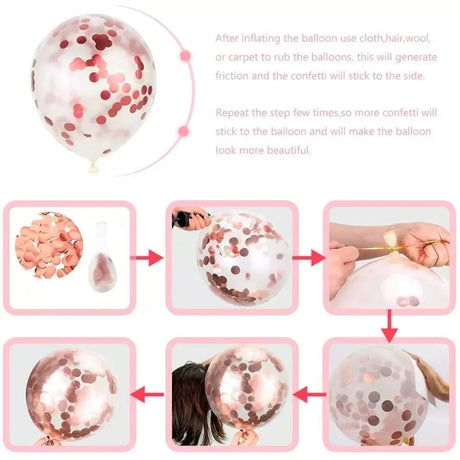 Set 15 baloane pentru petrecere, Vivimall, rose gold/ alb, 30 cm - vivimall.ro