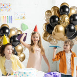 Set 16 Baloane Din Latex, 30 Cm, Negru, Confetti, 2.8 G - vivimall.ro