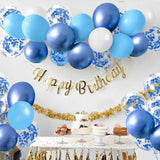 Set 16 Baloane din Latex Metalizate, Vivimall, Model Party, 30 cm, Alb, Albastru, Albastru Chrome, Transparent Confetti 2.8 g - vivimall.ro