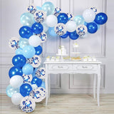 Set 16 Baloane din Latex Metalizate, Vivimall, Model Party, 30 cm, Alb, Albastru, Albastru Chrome, Transparent Confetti 2.8 g - vivimall.ro