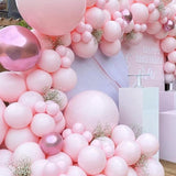 Set 16 Baloane din Latex Metalizate, Vivimall, Model Party, 30 cm, Alb, Roz, Roz Chrome, Transparent Confetti 2.8 g - vivimall.ro