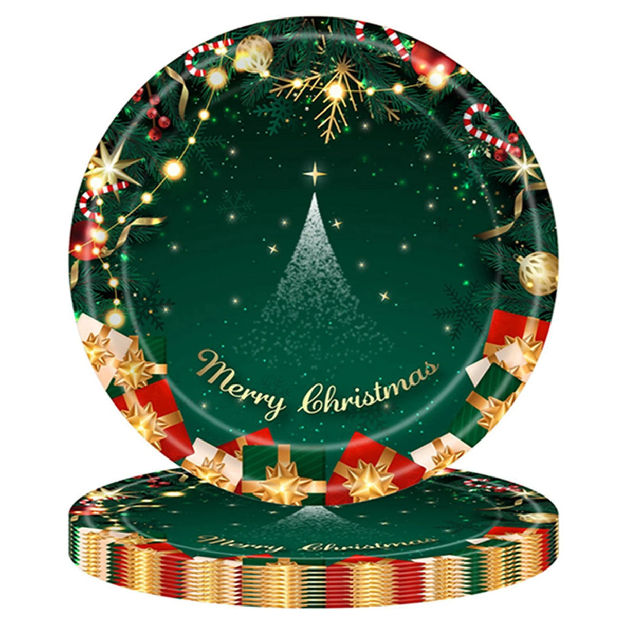 Set 16 Farfurii De Unica Folosinta De Craciun 18 Cm | XmasSet - vivimall.ro