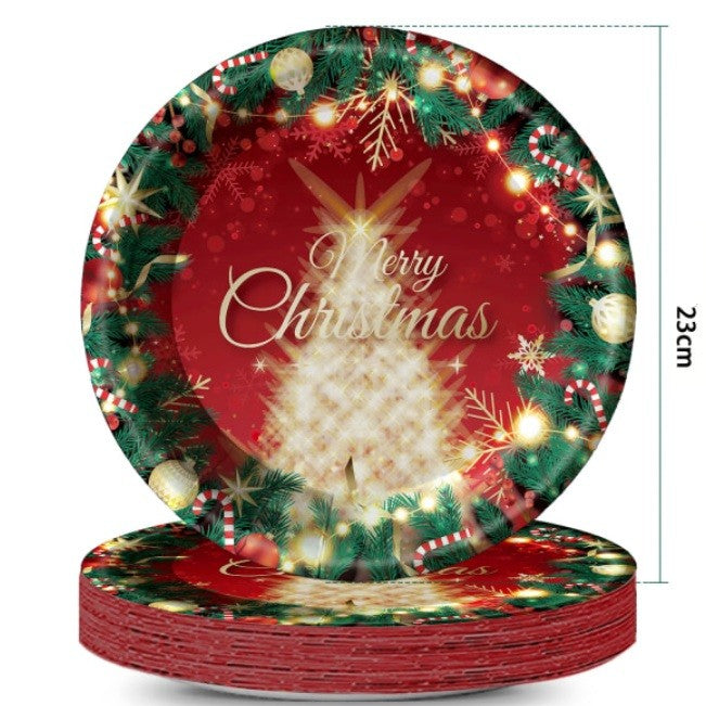 Set 16 Farfurii De Unica Folosinta De Craciun | MerryPlates - vivimall.ro