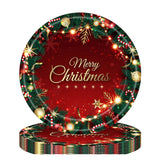 Set 16 Farfurii de Unica Folosinta, Vivimall, Model Merry Christmas, Tematica Craciun, 23 cm, Rosu/Verde - vivimall.ro