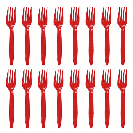 Set 16 Furculite de Unica Folosinta, Vivimall, din Plastic, 15 cm, Rosu - vivimall.ro