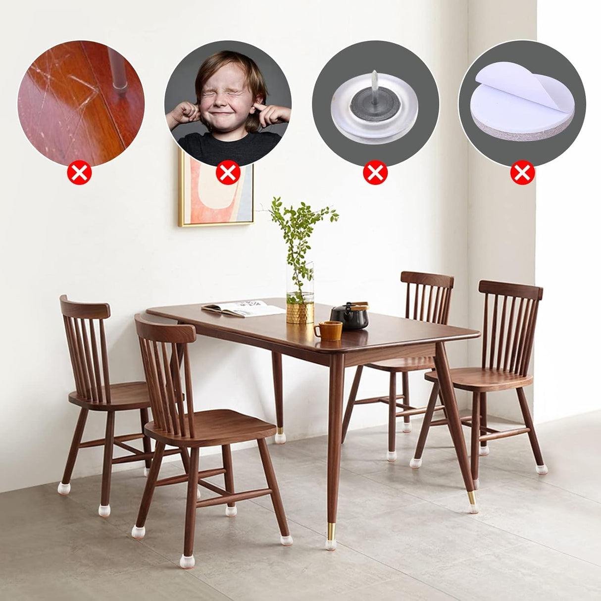Set 16 Protecții Picioare Scaun, Silicon | FlexiPad - vivimall.ro