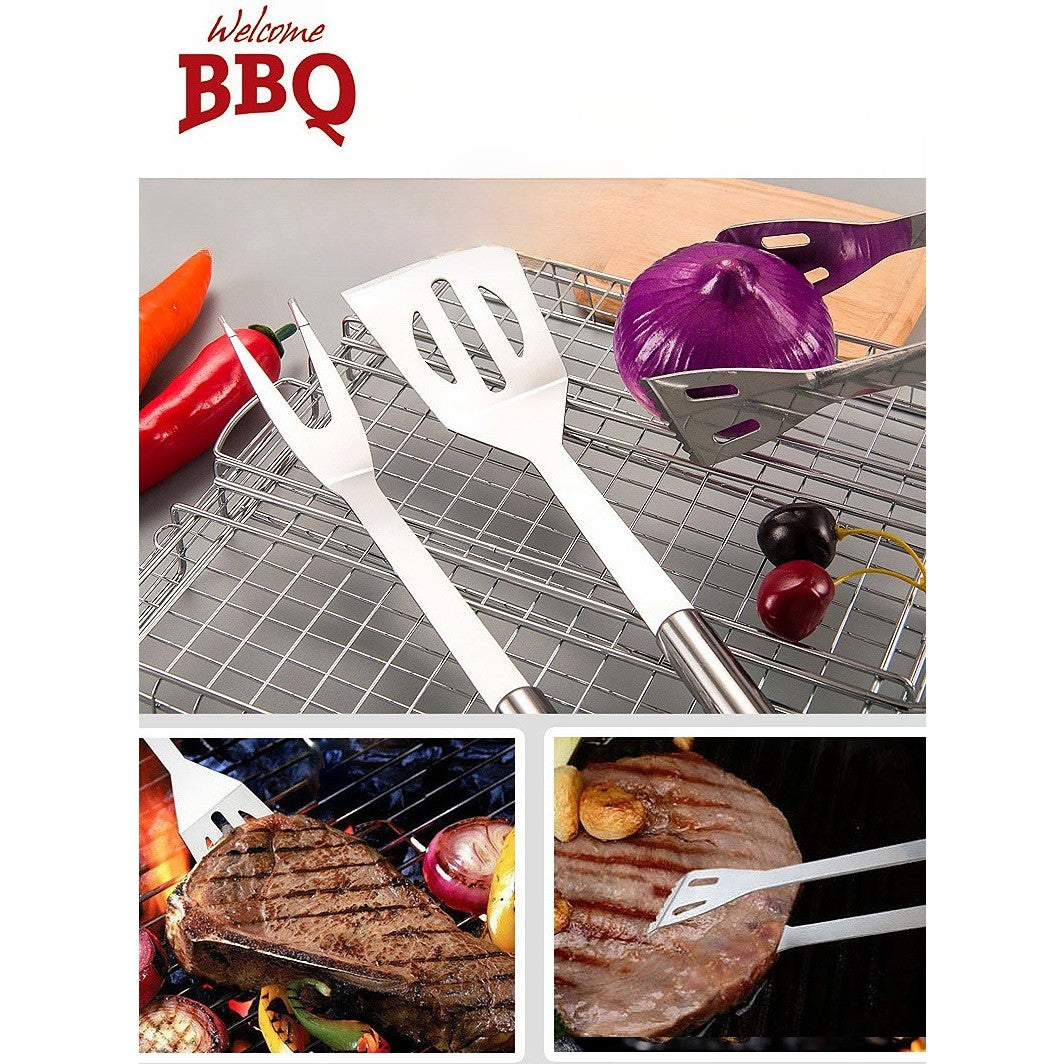 Set 16 Ustensile Pentru Gratar, Din Otel Inoxidabil, Geanta Oxford, Argintiu - vivimall.ro