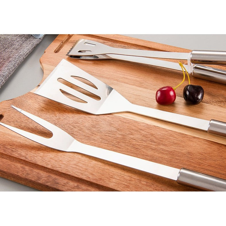 Set 16 Ustensile Pentru Gratar, Din Otel Inoxidabil, Geanta Oxford, Argintiu - vivimall.ro