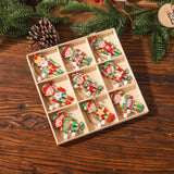 Set 18 Decoratiuni De Craciun Din Lemn, Cu Snur Pentru Agatare In Brad, Diferite Dimensiuni - vivimall.ro