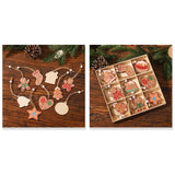 Set 18 Decoratiuni de Craciun din Lemn, Vivimall, cu Snur pentru Agatare in Brad, Modele Diverse , Diferite Dimensiuni, Multicolor - vivimall.ro