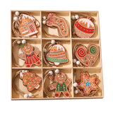 Set 18 Decoratiuni de Craciun din Lemn, Vivimall, cu Snur pentru Agatare in Brad, Modele Diverse , Diferite Dimensiuni, Multicolor - vivimall.ro