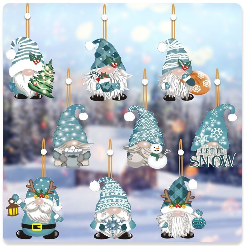 Set 18 Decoratiuni De Craciun Din Lemn, Cu Snur Pentru Agatare In Brad, Diferite Dimensiuni - vivimall.ro