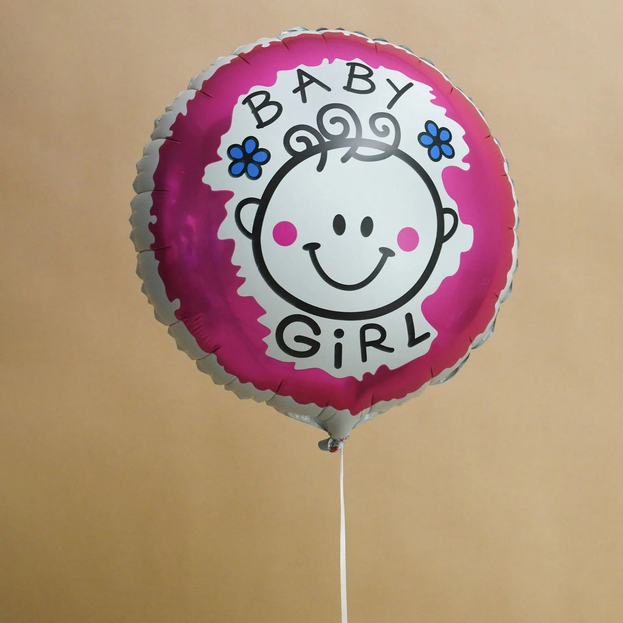 Set 2 Baloane din Folie Metalizata, Vivimall, Figurine Inima si Cerc, Tema Botez Fetita, 45 cm, Ambalaj Individual, Pai Inclus, Umflare cu Aer sau Heliu, Roz - vivimall.ro