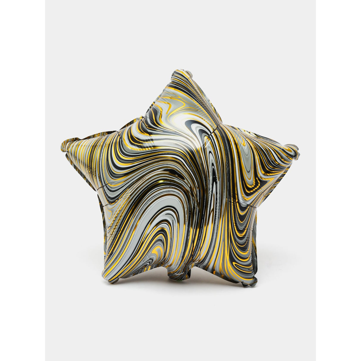 Set 2 Baloane din Folie Metalizata, Vivimall, Figurine Inima si Stea, Model Marmura, 45 cm, Ambalaj Individual, Pai Inclus, Umflare cu Aer sau Heliu, Bej - vivimall.ro