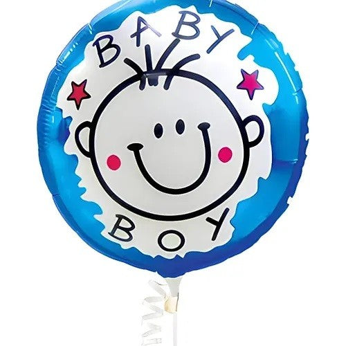 Set 2 Baloane din Folie Metalizata, Vivimall, Figurine Stea si Cerc, Tema Botez Baietel, 45 cm, Ambalaj Individual, Pai Inclus, Umflare cu Aer sau Heliu, Albastru - vivimall.ro