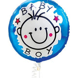 Set 2 Baloane din Folie Metalizata, Vivimall, Figurine Stea si Cerc, Tema Botez Baietel, 45 cm, Ambalaj Individual, Pai Inclus, Umflare cu Aer sau Heliu, Albastru - vivimall.ro