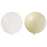 Set 2 Baloane din Latex, Vivimall, Model Party Jumbo, 90 cm, Alb si Bej, 35 g - vivimall.ro