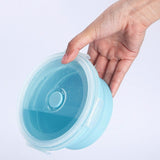 Set 2 Caserole Rotunde Pliabile Din Silicon, Rezistenta La Temperaturi Ridicate, Usor De Depozitat Si Curatat, 500 Si 800 Ml, Utilizare In Cuptorul Cu Microunde, Albastra - vivimall.ro