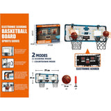 Set 2 Cosuri de Baschet pentru Copii, Vivimall, cu Tablou de Bord Electronic, Pentru 2 Jucatori, Minge, Pompa, 2 Moduri, Interior/Exterior, Inel Metalic si Rabatabil cu Arc, Luminos, 60x31x6 cm, Multicolor - vivimall.ro