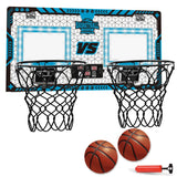 Set 2 Cosuri de Baschet pentru Copii, Vivimall, cu Tablou de Bord Electronic, Pentru 2 Jucatori, Minge, Pompa, 2 Moduri, Interior/Exterior, Inel Metalic si Rabatabil cu Arc, Luminos, 60x31x6 cm, Multicolor - vivimall.ro