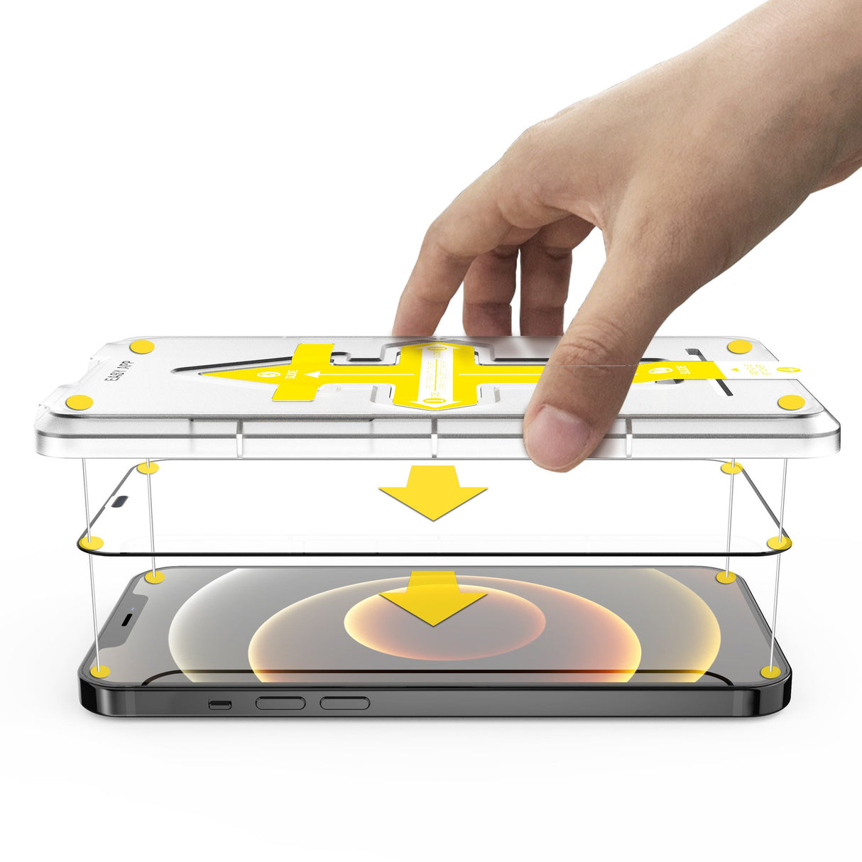 Set 2 folii sticla securizata cu sistem de montare usor si rapid Full Cover 3D Flippy compatibila cu Apple iPhone 11 / XR Negru - vivimall.ro