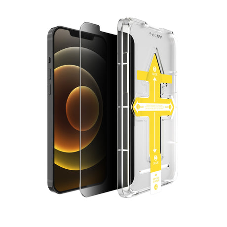 Set 2 folii sticla securizata cu sistem de montare usor si rapid Full Cover 3D Privacy Flippy compatibila cu Apple iPhone 13 / 13 Pro - vivimall.ro