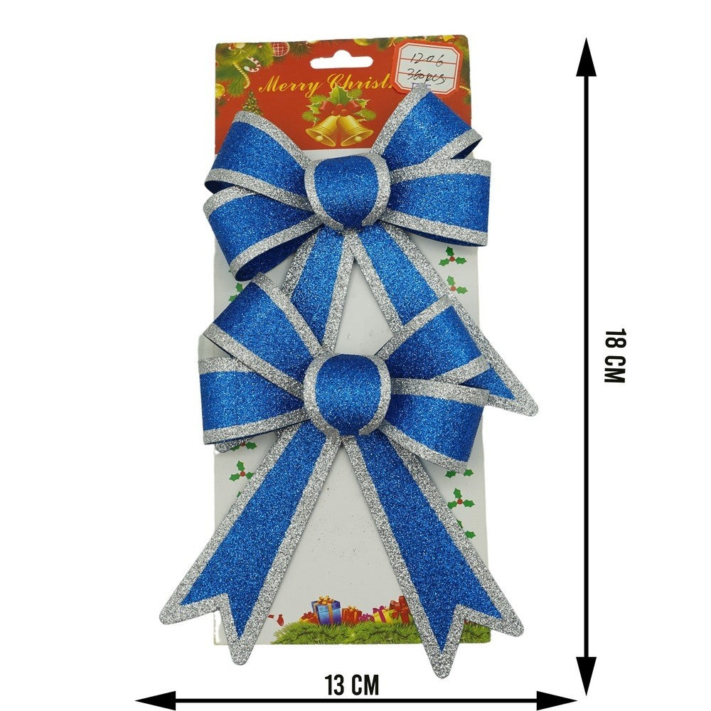 Set 2 fundite pentru brad, Albastre, cu margini argintii, 13 x 18 cm, PVC, Flippy - vivimall.ro