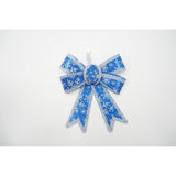 Set 2 fundite pentru brad, Albastre, model de nea, cu margini argintii, 13 x 18 cm, PVC, Flippy - vivimall.ro