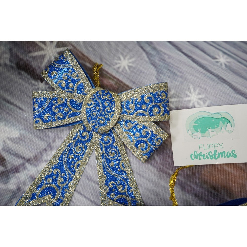 Set 2 fundite pentru brad, Albastre, model spiralat, cu margini aurii, 13 x 18 cm, PVC, Vivimall - vivimall.ro