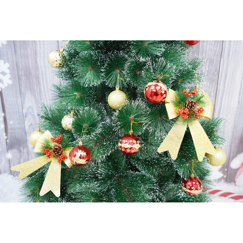 Set 2 Fundite Pentru Brad, Aurii, Decorate, Cu Sclipici, Din Poliester