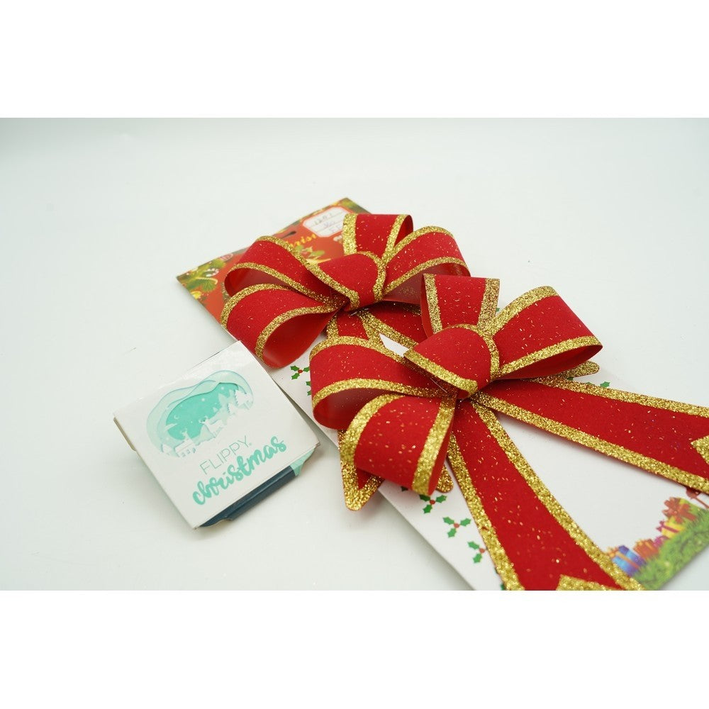 Set 2 fundite pentru brad, Rosii, cu margini aurii, 13 x 18 cm, PVC, Vivimall - vivimall.ro