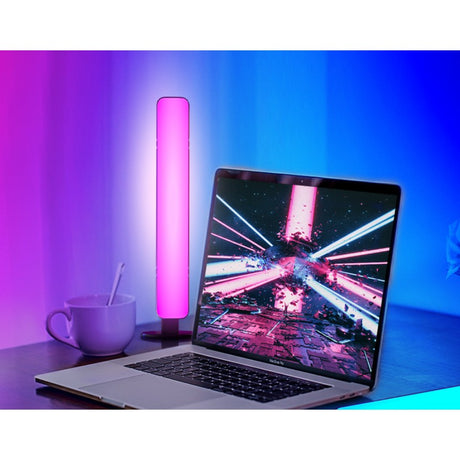 Set 2 Lampi de Birou, Vivimall, RGB Colorat, 28 LED, Putere 5V, Telecomanda cu 24 de Taste, Cablu USB, Negru, 25.5x4x3.5cm - vivimall.ro