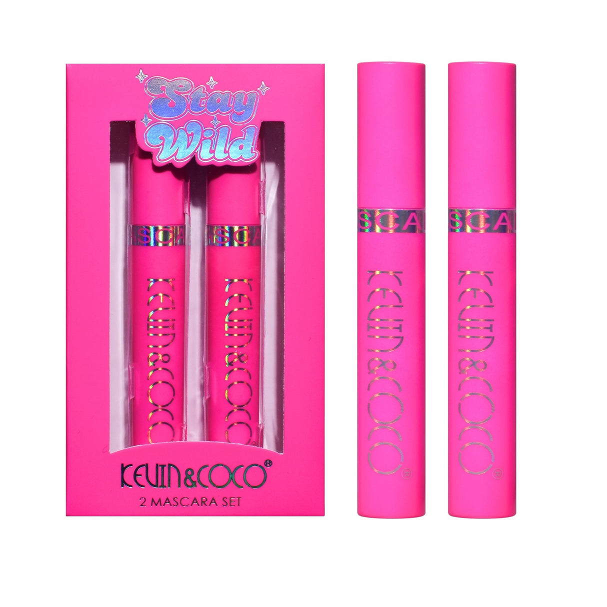 Set 2 Mascara, KEVIN & COCO, Stay Wild, 2 culori, 15.1 x 8.5 x 2.2 cm, Negru/Maro - vivimall.ro