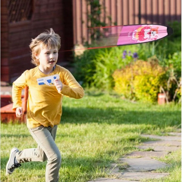 Set 2 Piese Jucarie Interactiva, Vivimall, Pistol de Catapultare + Zmeu, din Plastic si Panza, +8 Ani, Impermeabil, Model Pisicuta cu Gogoasa, Multicolor - vivimall.ro