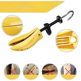 Set 2 Sanuri/Calapoade Reglabilile, Vivimall, pentru Alungit si Largit Pantofi, Geanta si Incaltator Incluse, Universale, Unisex, din ABS Premium, Arc, Marime 30 - 36, Galben - vivimall.ro