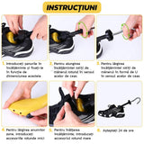 Set 2 Sanuri/Calapoade Reglabilile, Flippy, pentru Alungit si Largit Pantofi, Geanta si Incaltator Incluse, Universale, Unisex, din ABS Premium, Arc, Marime 40 - 47, Galben/Negru - vivimall.ro
