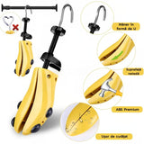 Set 2 Sanuri/Calapoade Reglabilile, Flippy, pentru Alungit si Largit Pantofi, Geanta si Incaltator Incluse, Universale, Unisex, din ABS Premium, Arc, Marime 40 - 47, Galben/Negru - vivimall.ro