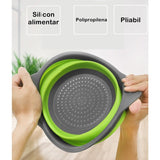 Set 2 Strecuratori Pliabile Din Silicon Alimentar Cu Manere, Fund Antiaderent Si Antialunecare, Rotunda, Doua Dimensiuni, Usor De Depozitat, Compatibil Cu Masina De Spalat Vase, Verde - vivimall.ro