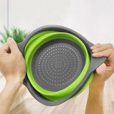 Set 2 Strecuratori Pliabile Din Silicon Alimentar Cu Manere, Fund Antiaderent Si Antialunecare, Rotunda, Doua Dimensiuni, Usor De Depozitat, Compatibil Cu Masina De Spalat Vase, Verde - vivimall.ro