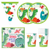 Set 20 de Servetele de Masa Happy Birthday, Vivimall, Model Dinozauri, Tematica Aniversare, 33x33 cm, Verde - vivimall.ro