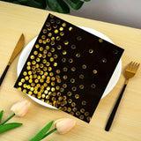 Set 20 de Servetele de Masa, Vivimall, Imprimeu cu Buline Aurii, din Hartie, 17 x 17 cm, Negru - vivimall.ro